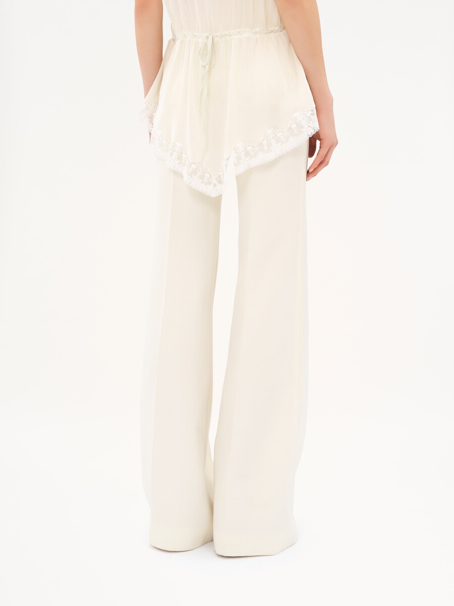 High-rise flared pants in wool grain de poudre - 5