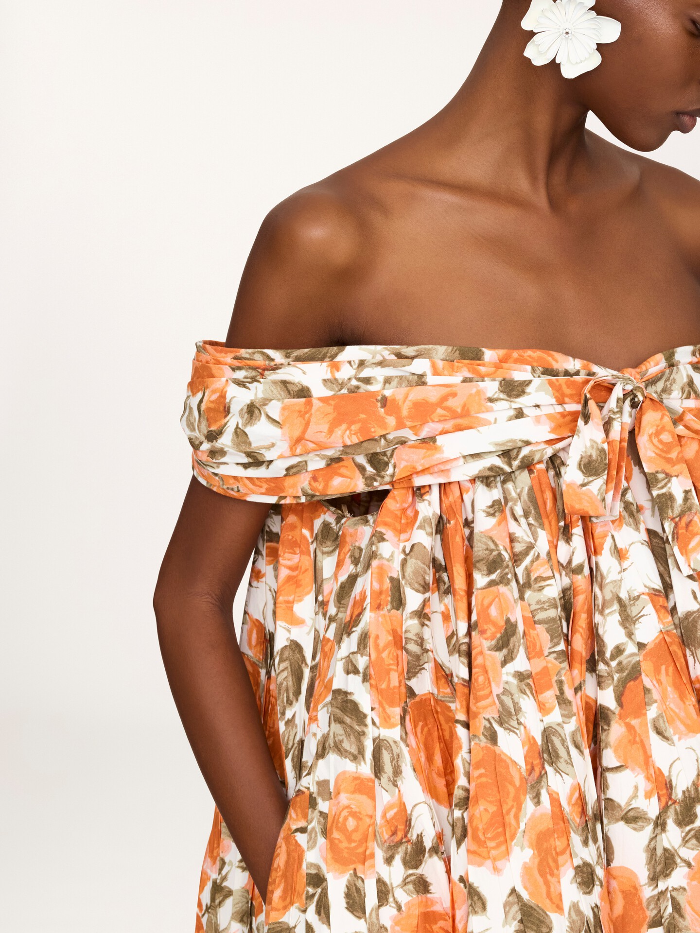 Mini robe encolure bardot en popeline de coton - 6