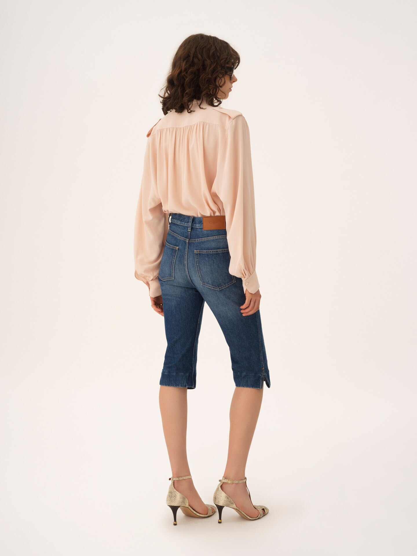 Gathered blouse in cr&ecirc;pe de chine - 7