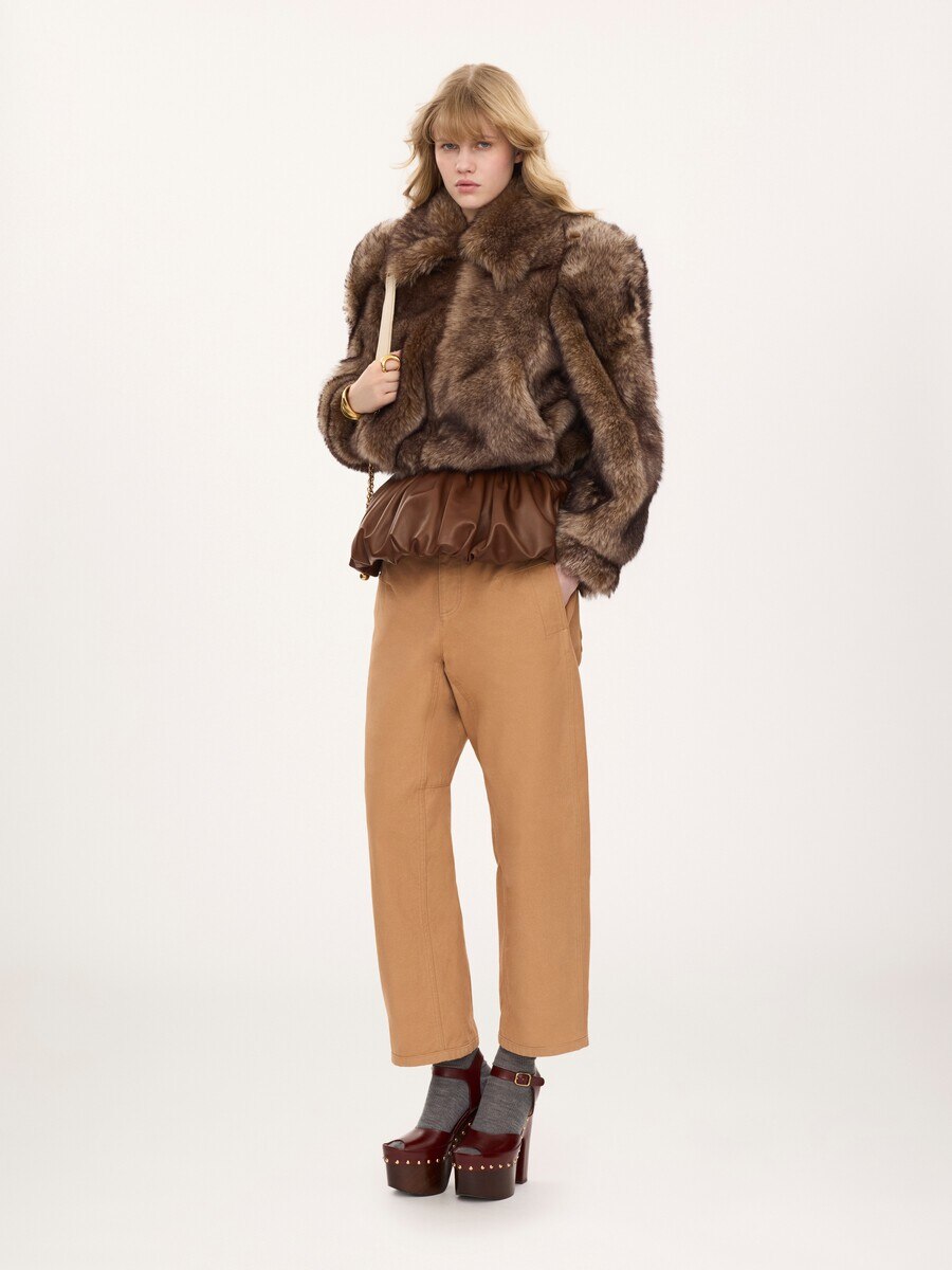Cropped jacket in shearling - 1