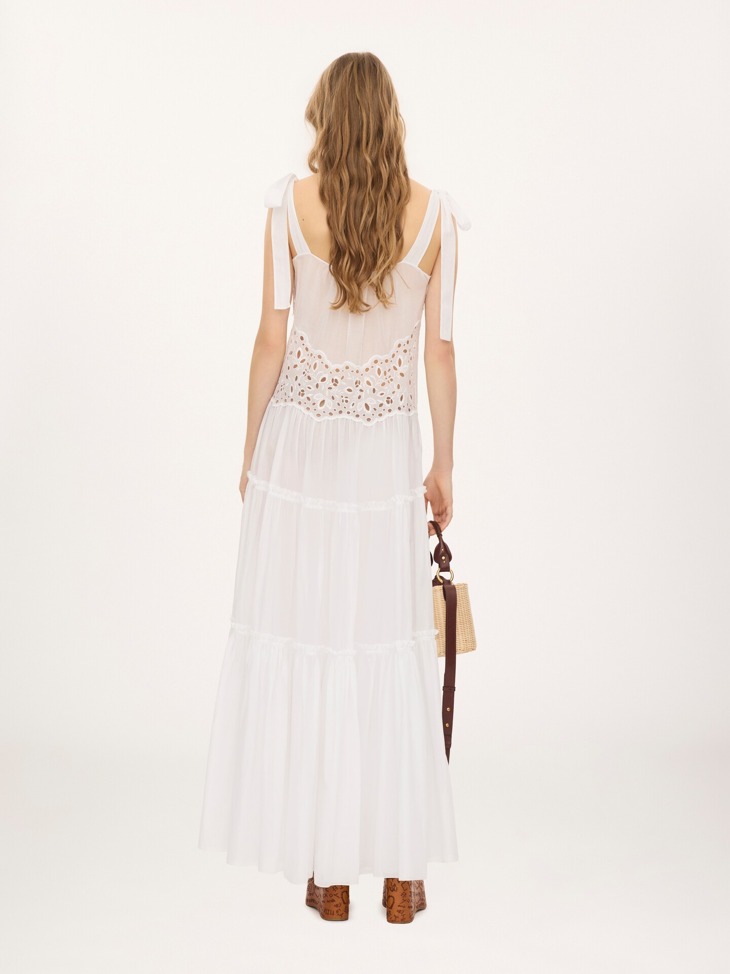 Robe longue fronc&eacute;e en voile de coton - 4.0