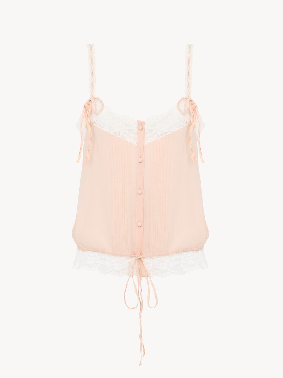 Camisole top in silk georgette & lace
