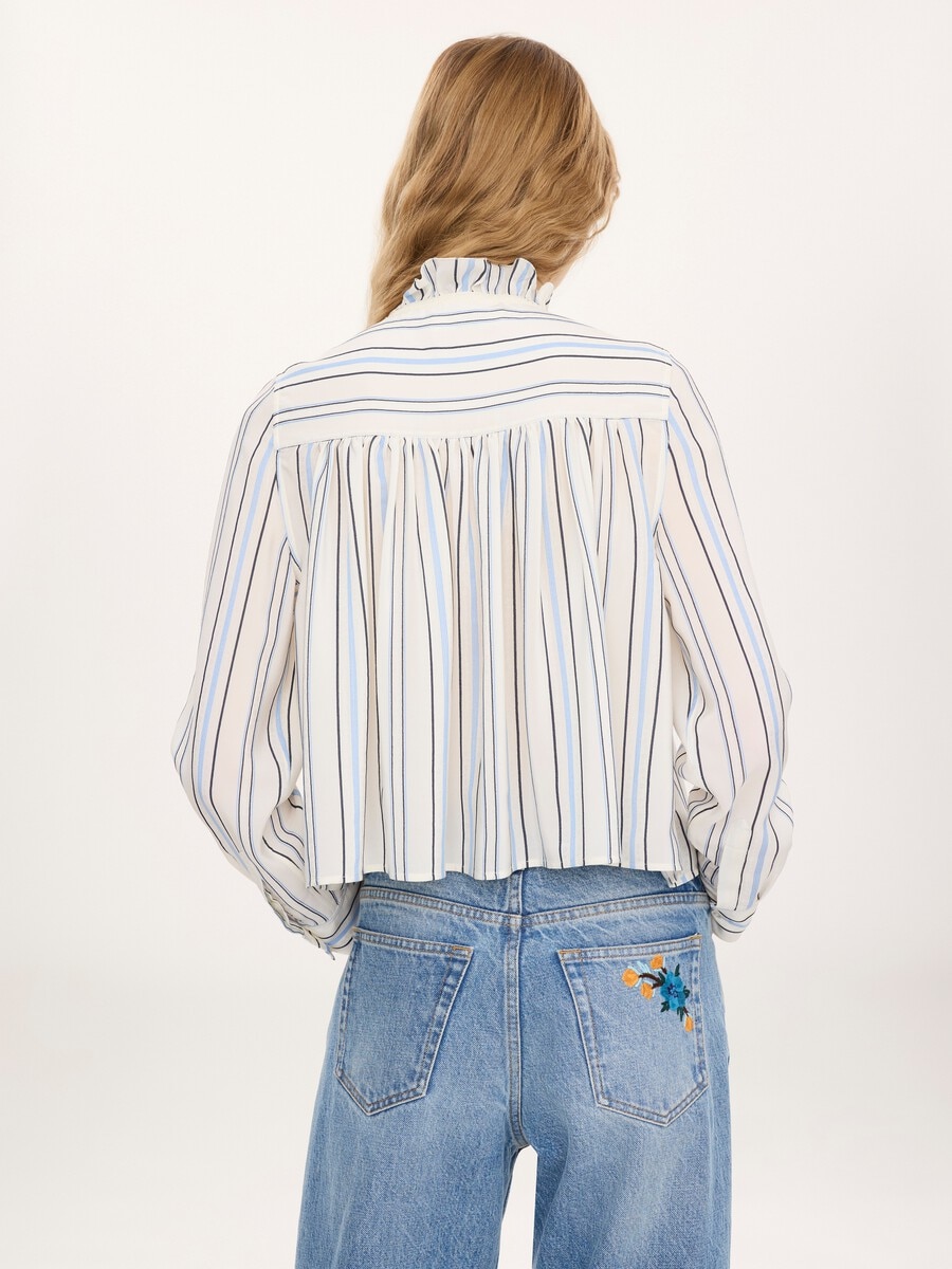 Ruffled blouse in silk jacquard & lace - 4