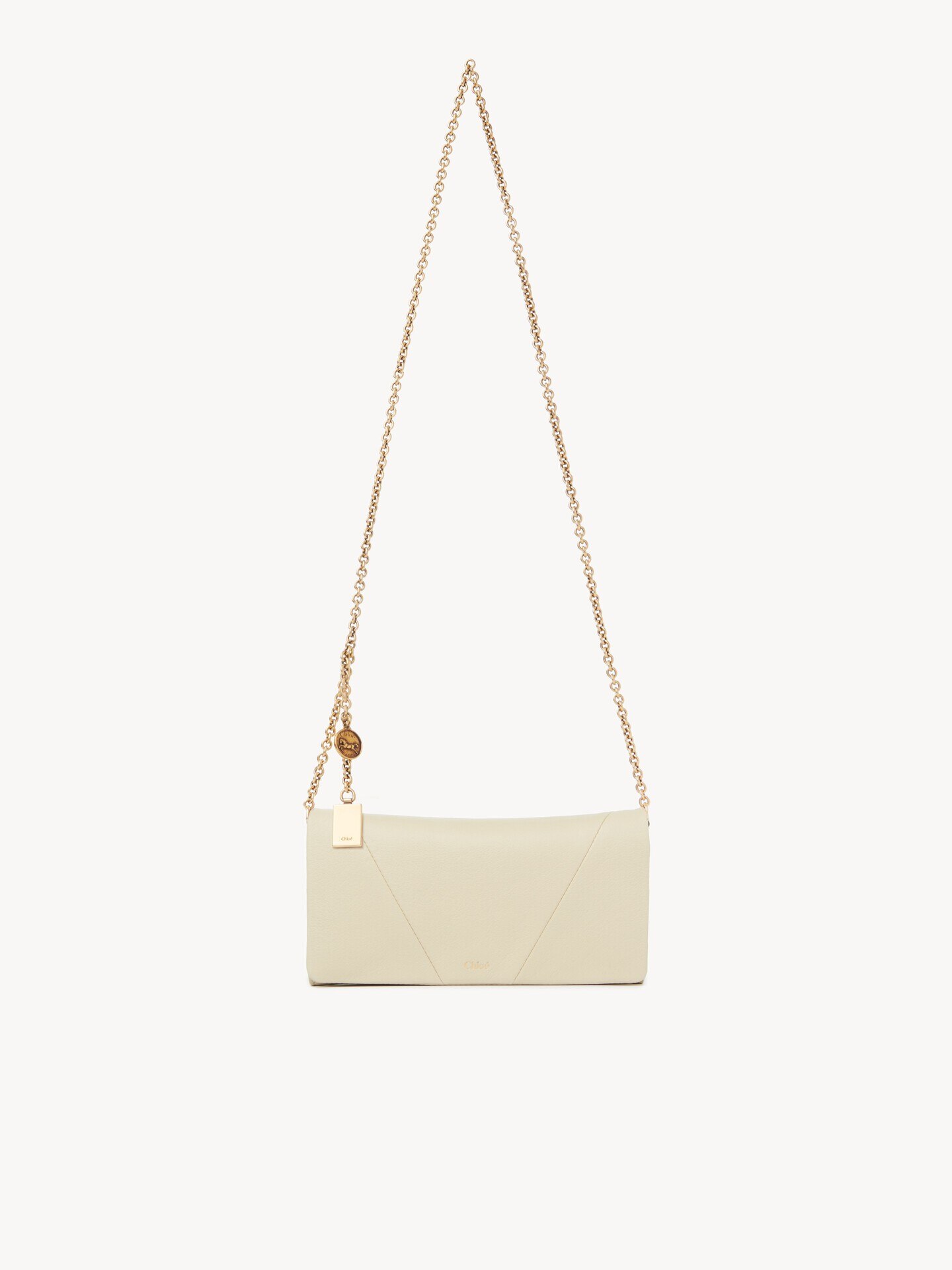 Chlo&eacute; Spin flap wallet on chain in grained leather - 1