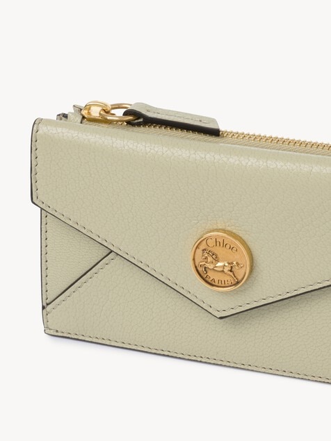 Small Envelope purse with card slots in grained leather