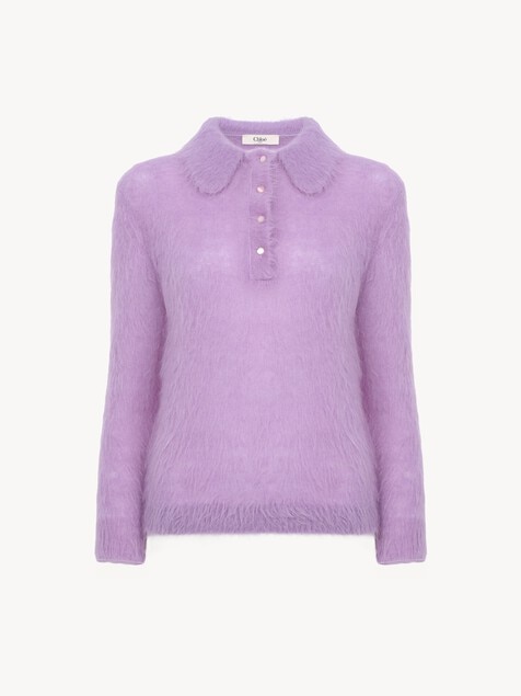 Polo jumper in an alpaca wool-blend knit