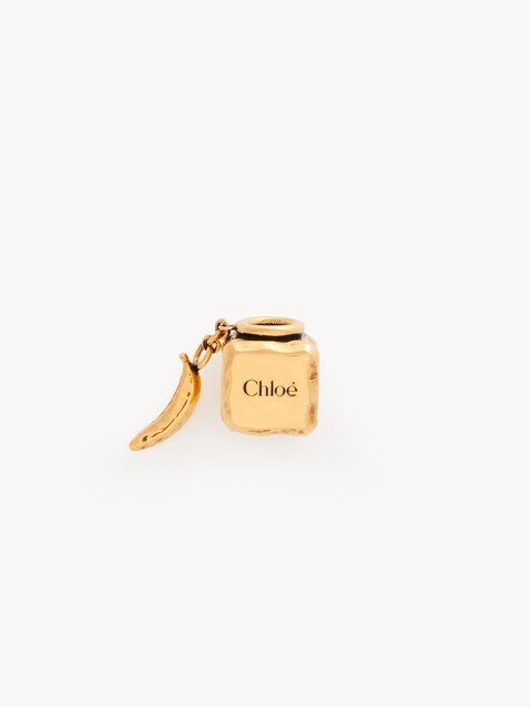 Cube Banana Dice bracelet charm in brass