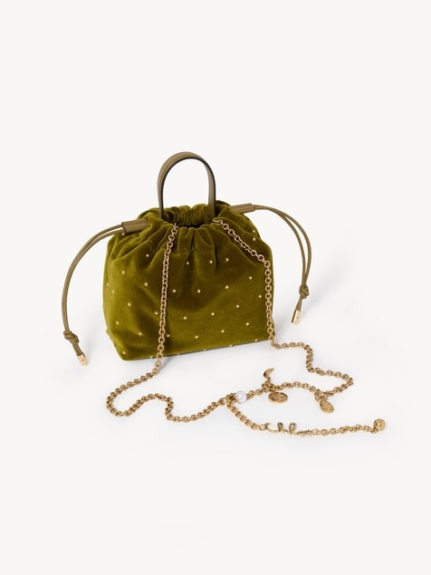 Minibolso de hombro Chlo&eacute; Icons con cadena de terciopelo con tachuelas