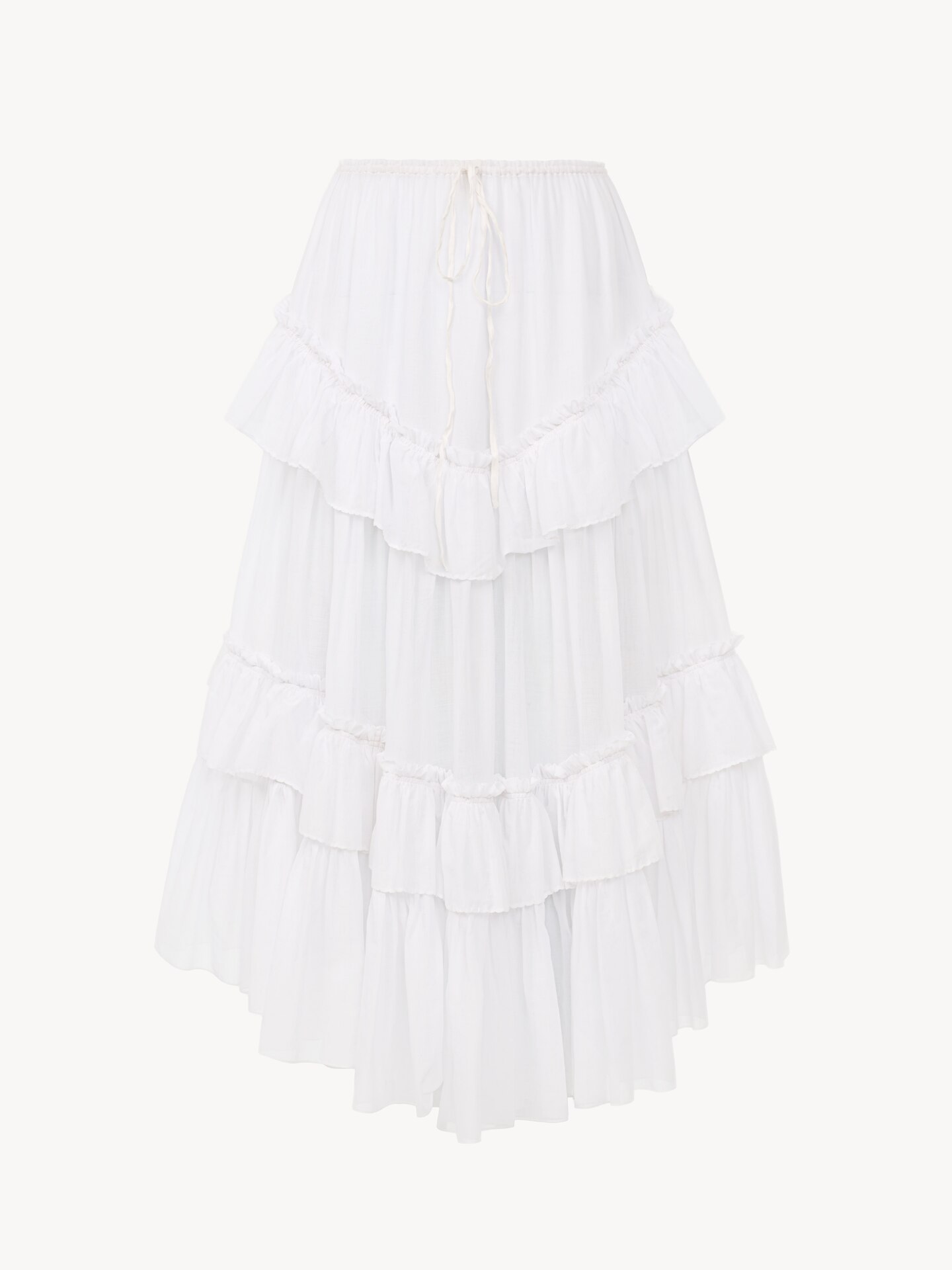 Cropped V-neck ruffle top in cotton voile & lace - 1