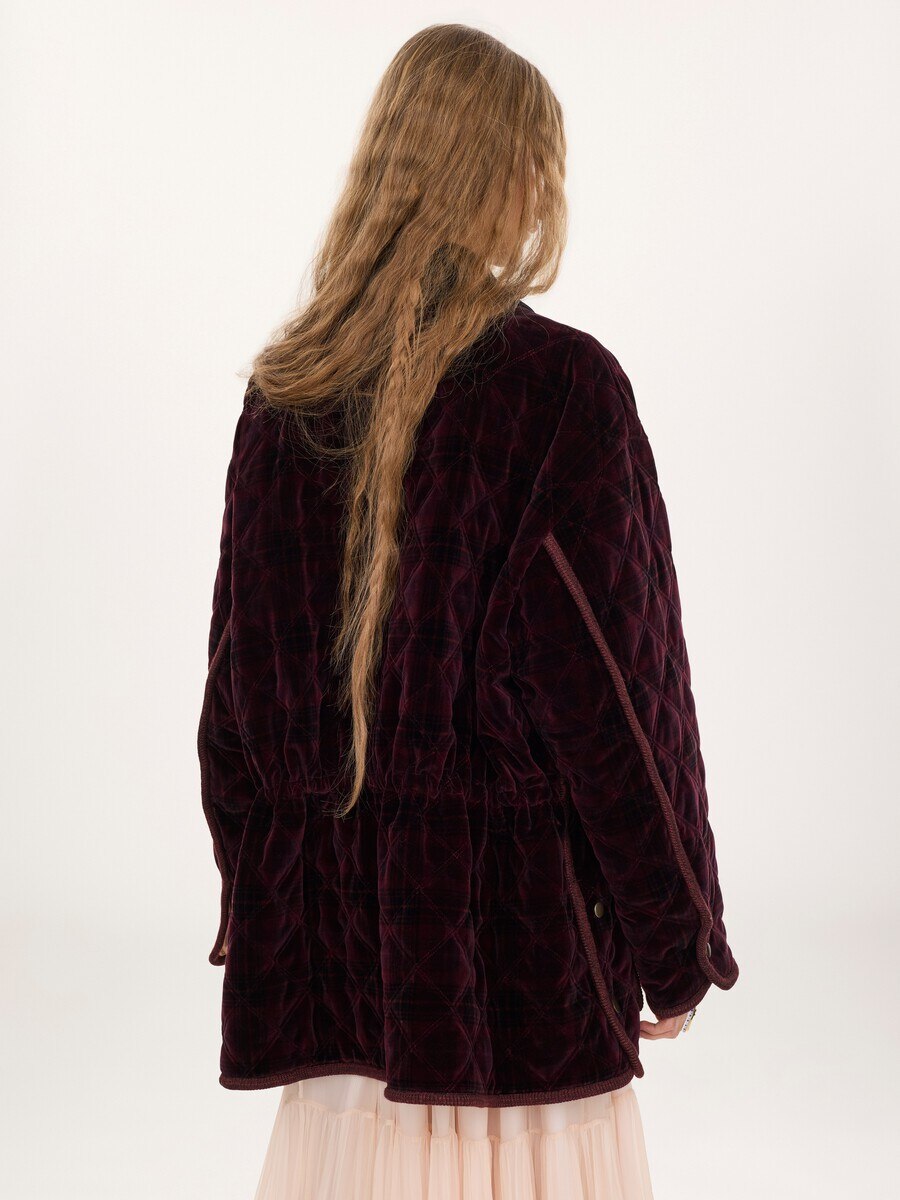Padded short coat in check cotton - 6