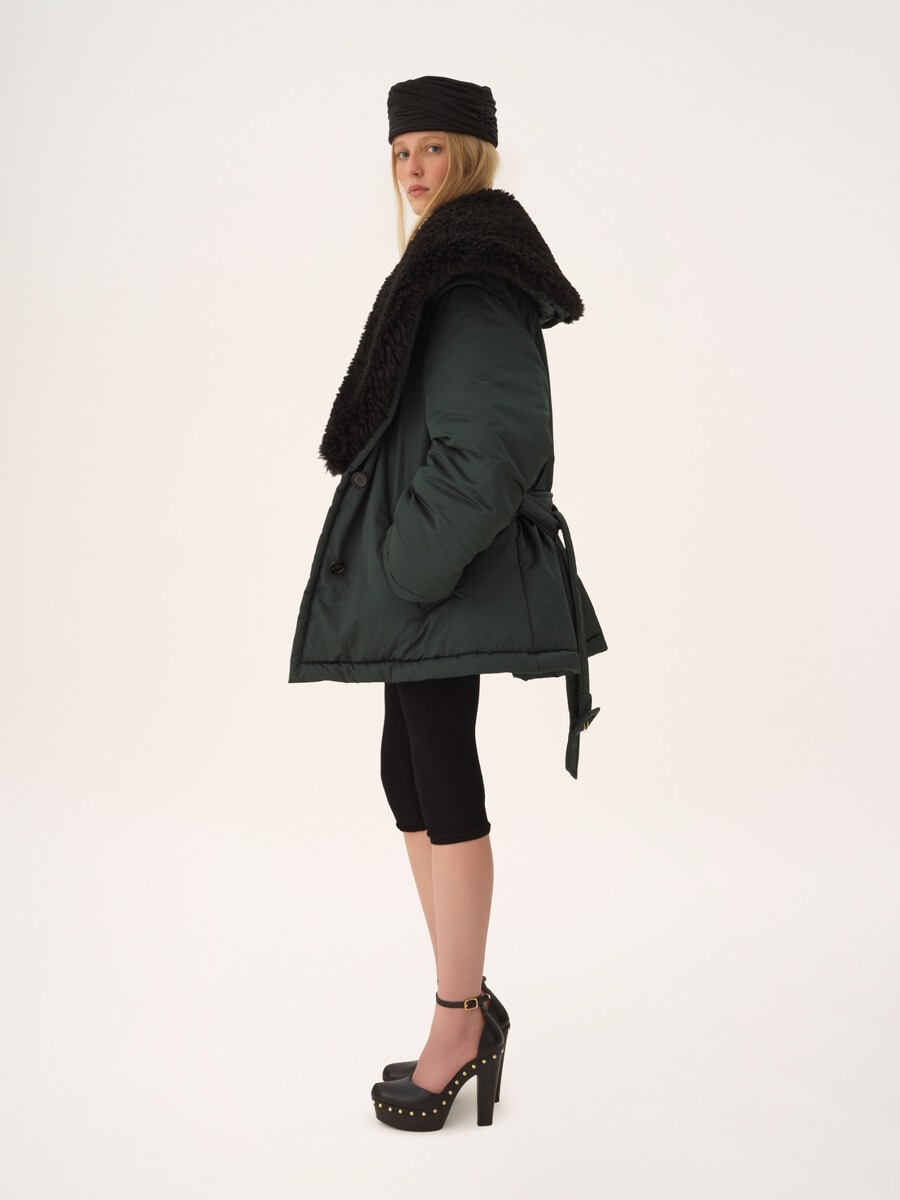 Manteau court en satin technique - 6