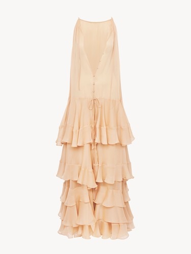Maxivestido estratificado de georgette de seda - 1