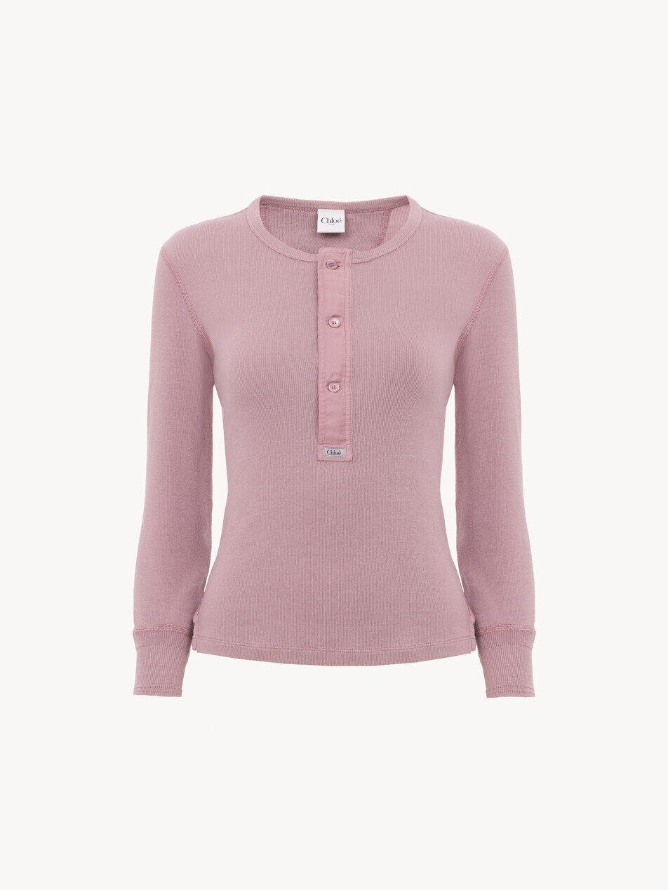 Fitted Henley shirt in cotton jersey - Packshot