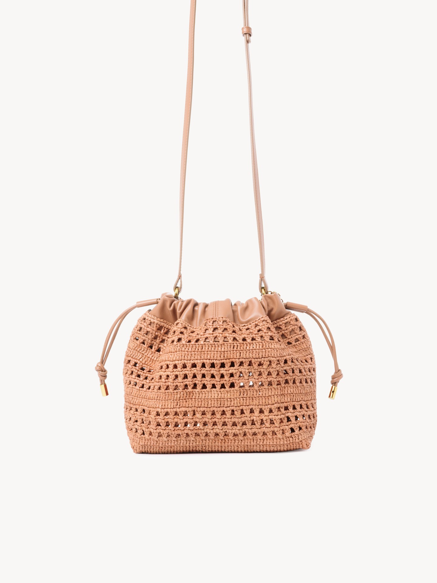 Mini Summer Banana drawstring shoulder bag in raffia - 4.0