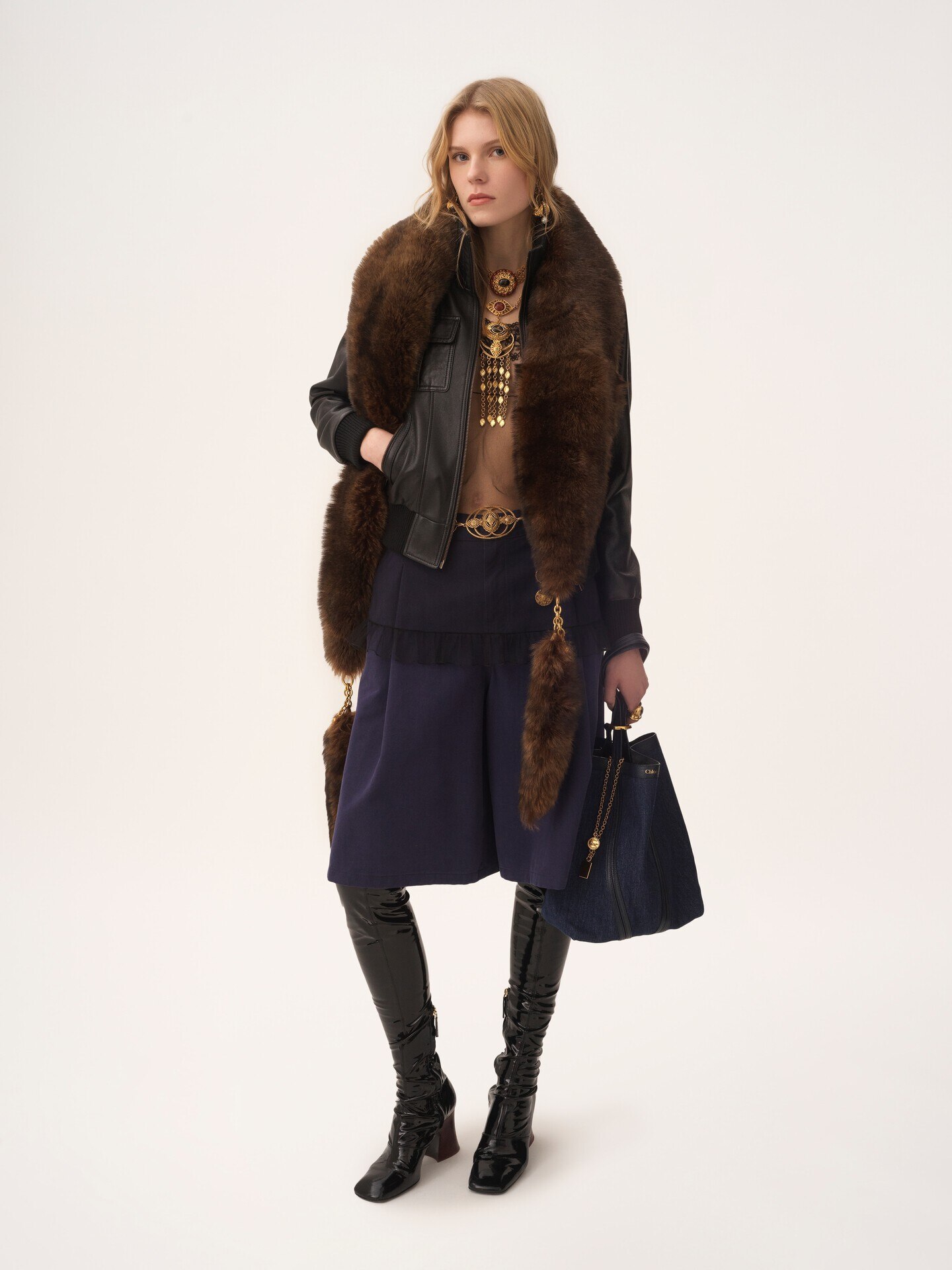 c*s様 Chloé デニム トートバッグ デニム製Chloé Spinトートバッグ 青 - Chloé