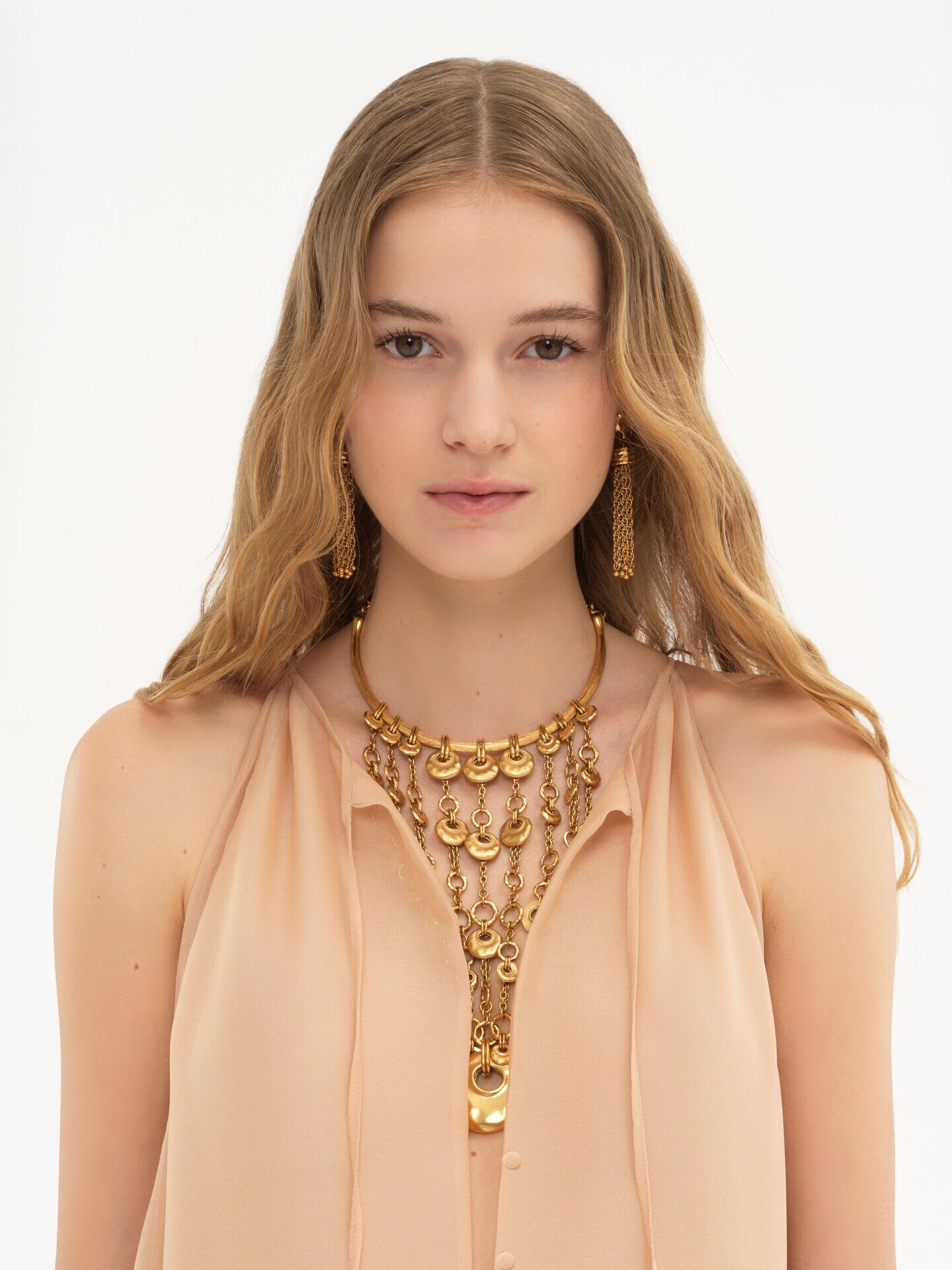 Maxivestido estratificado de georgette de seda - 5.0