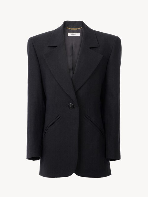 Veste blazer oversize en cr&ecirc;pe de lin