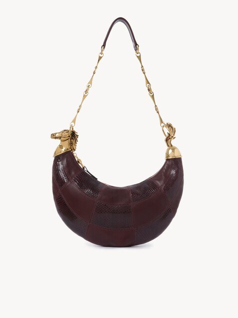 Chain Horse shoulder bag in grained leather and snakeskin