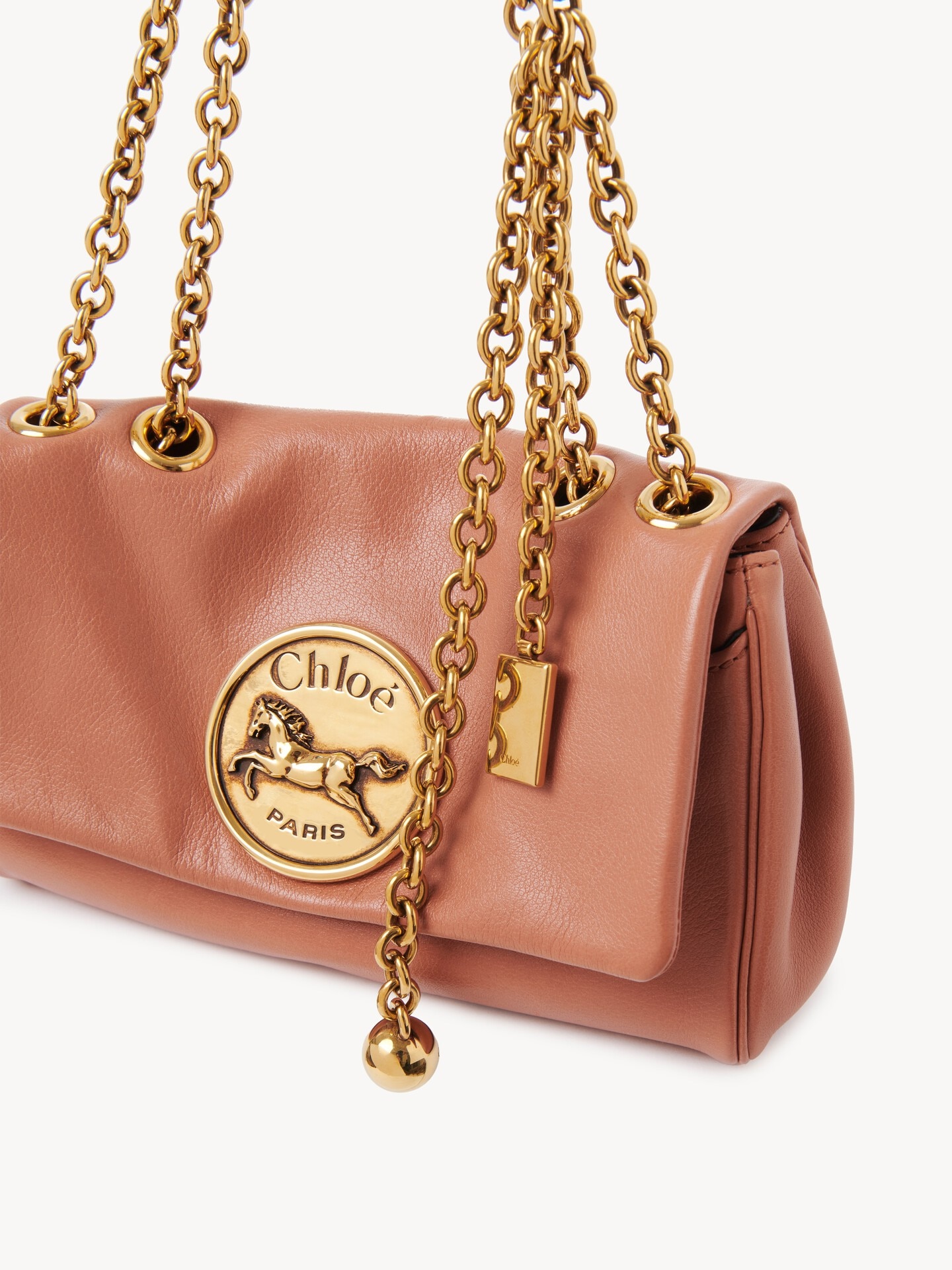 Chloe ショルダーバック グレインレザー製Chloé Heritageスモールショルダーバッグ オレンジ