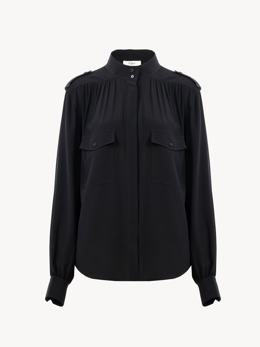Gathered blouse in cr&ecirc;pe de chine - 2