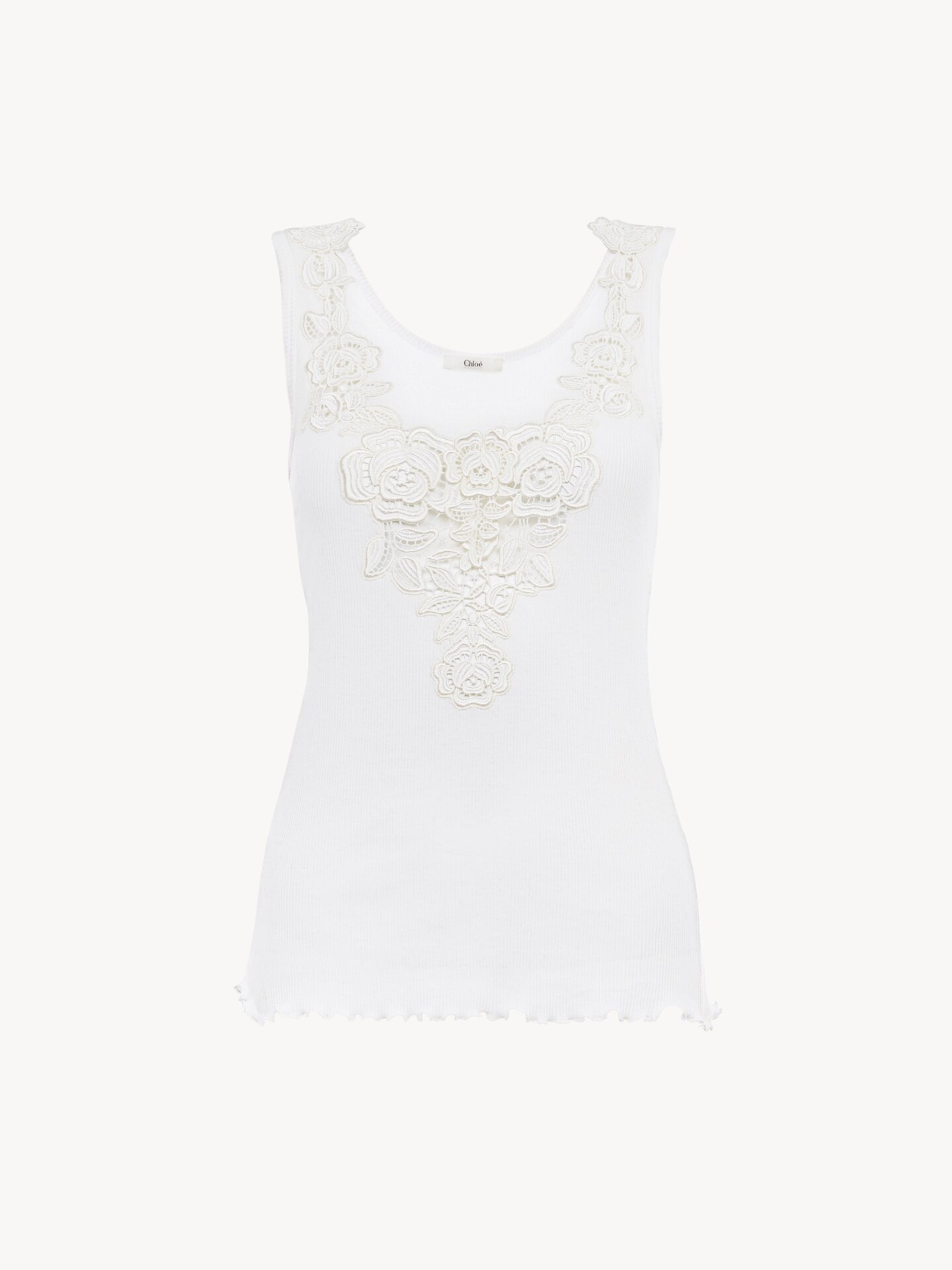 High-neck sweater in a wool knit & lace - 1