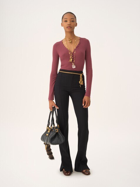 Camisa Henley de punto de lana merina