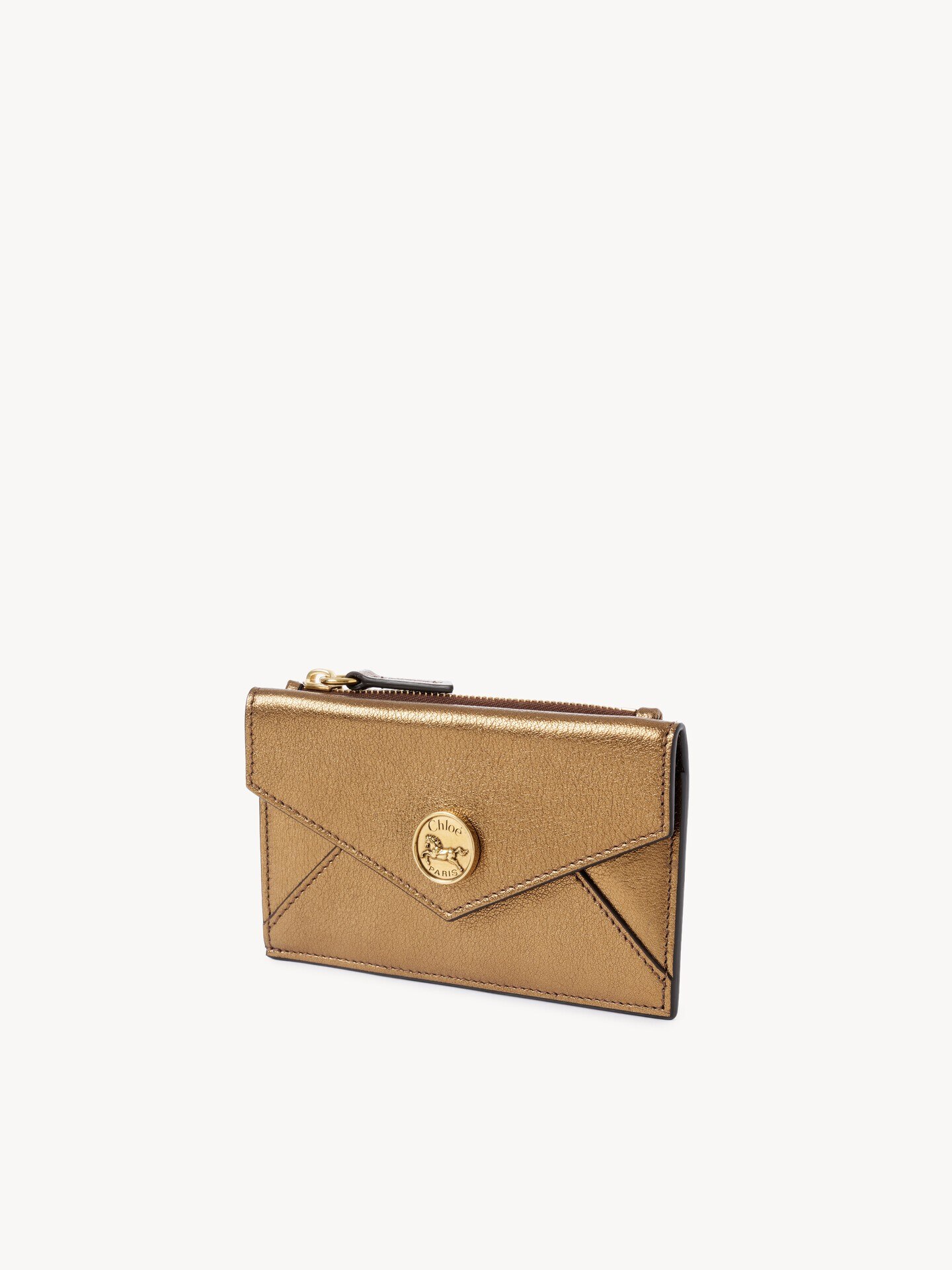 Small Envelope purse with card slots in metallic leather - 3