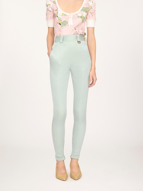 Pantalon taille haute ajust&eacute; en jersey stretch contrecoll&eacute;