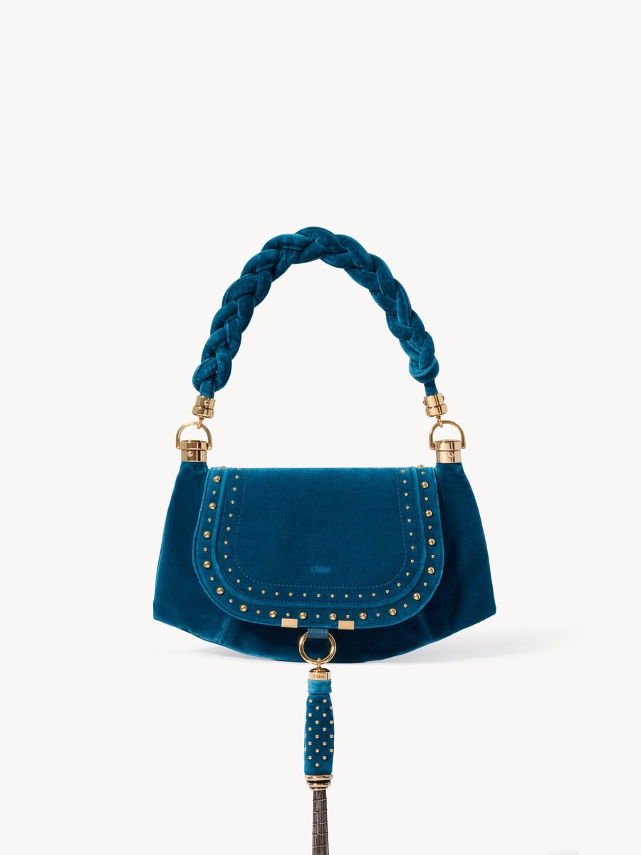 Small Marcie Foulard hobo bag in velvet with studs - 1