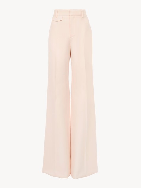 High-rise flared pants in wool gabardine