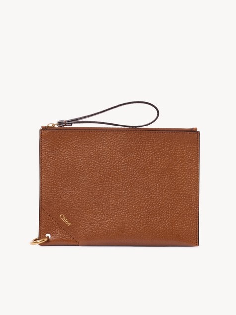 Pochette zipp&eacute;e Chlo&eacute; Spin en cuir grain&eacute;
