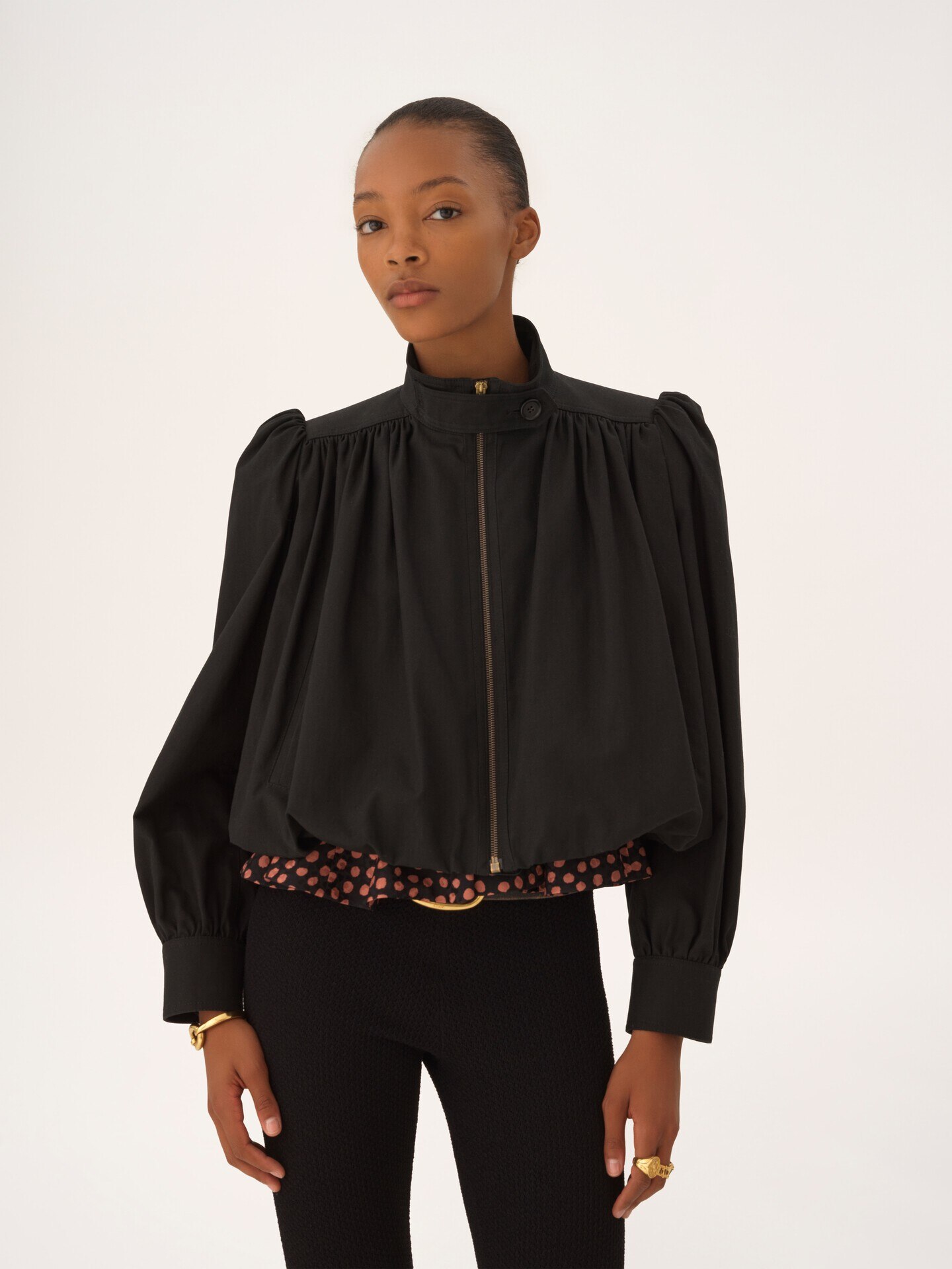 Gathered boule jacket in cotton canvas - 4