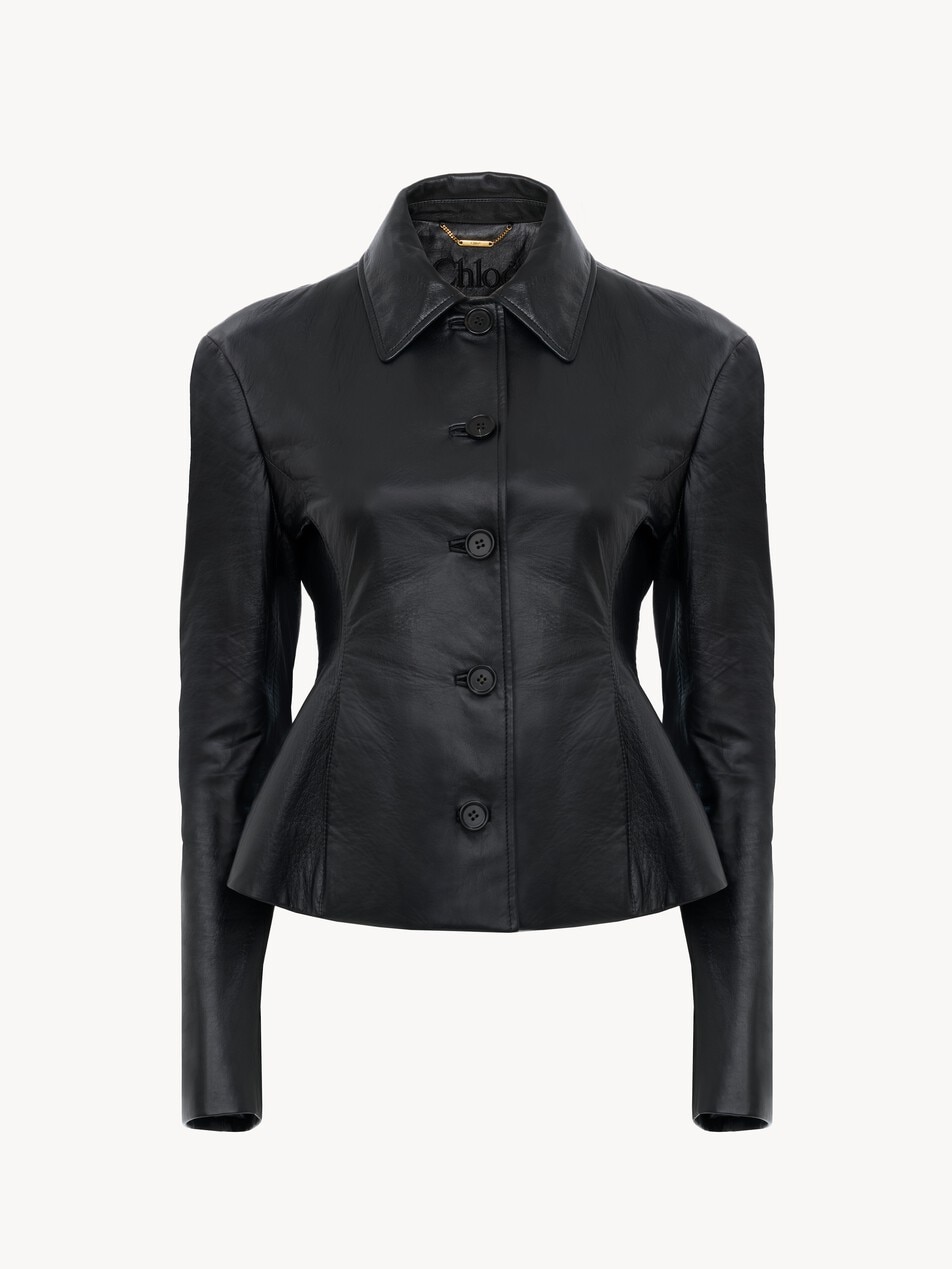 Fitted tailored jacket in leather