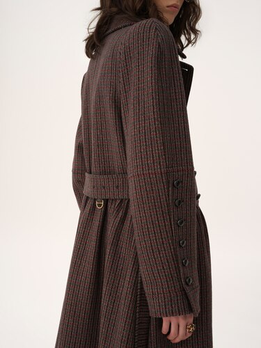 ハウンドトゥース ダブルブレスト チェスターコート WEB限定】グロッシーウール ダブルブレストチェスターコート