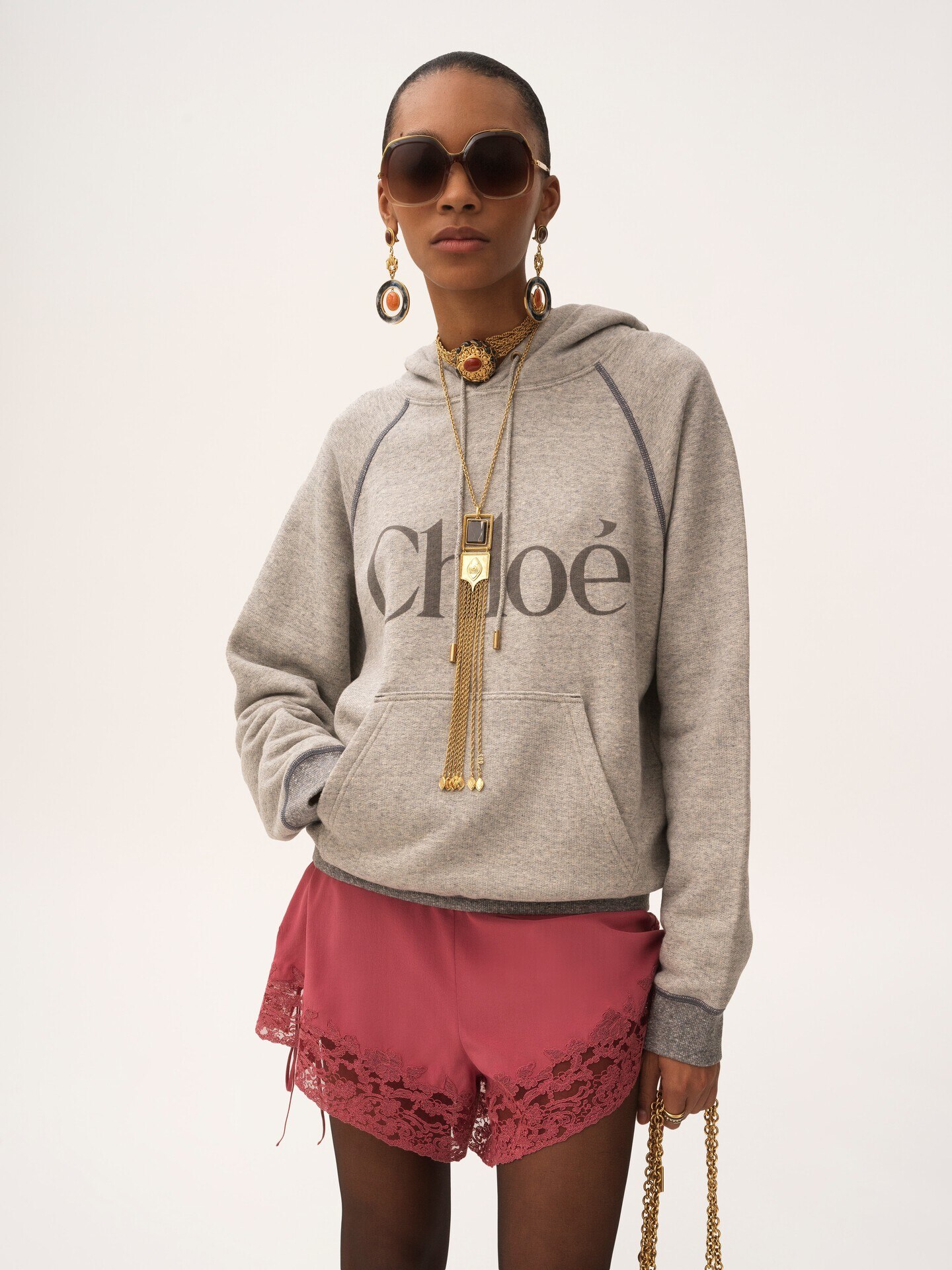 Oversized logo hoodie in a cotton fleece mix - 4