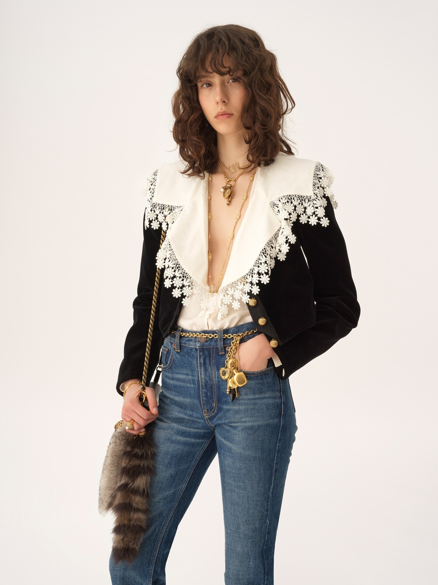 Chaqueta Spencer cropped de terciopelo - 3