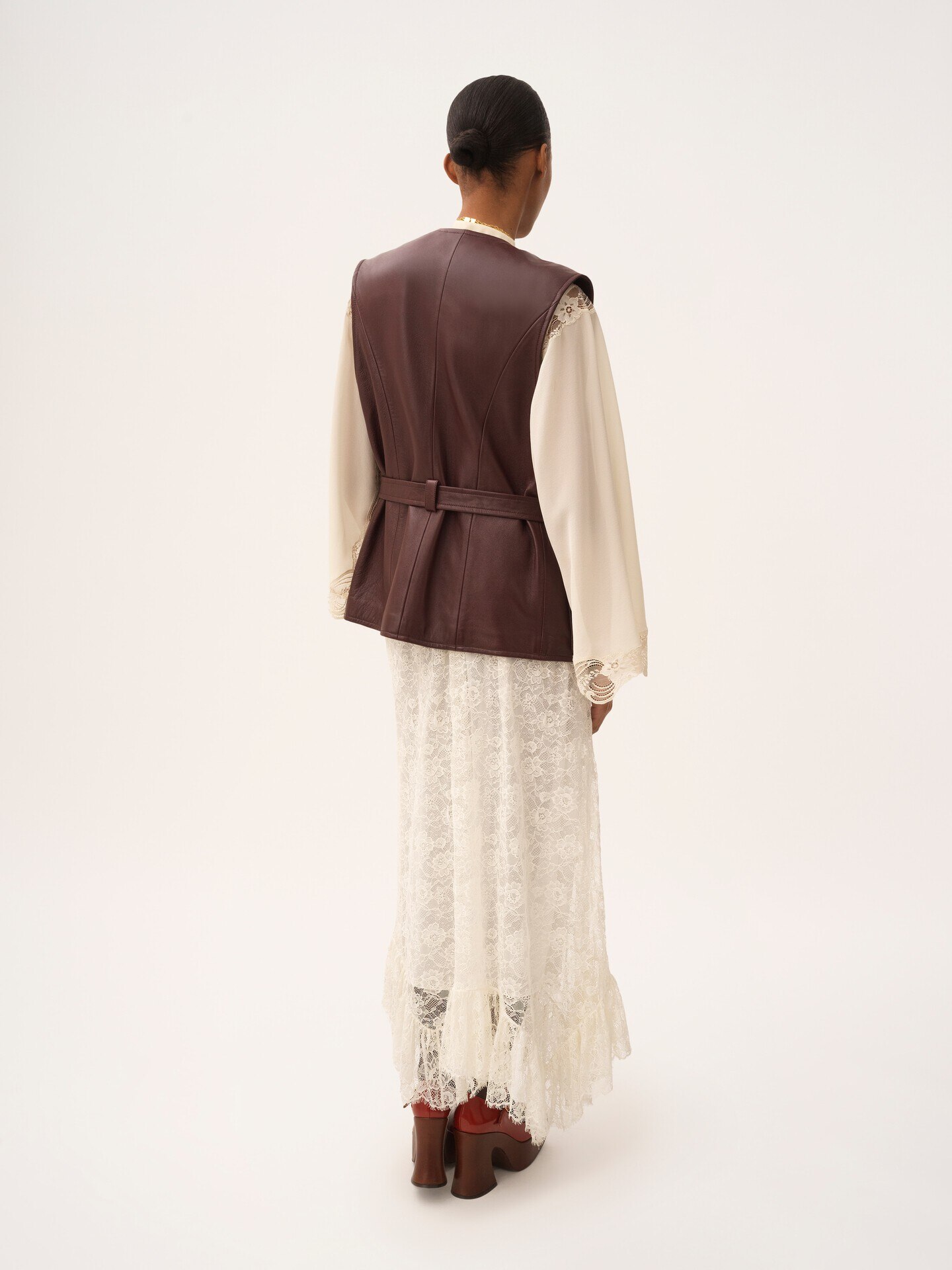 Ruffled midi skirt in floral lace jacquard - 5