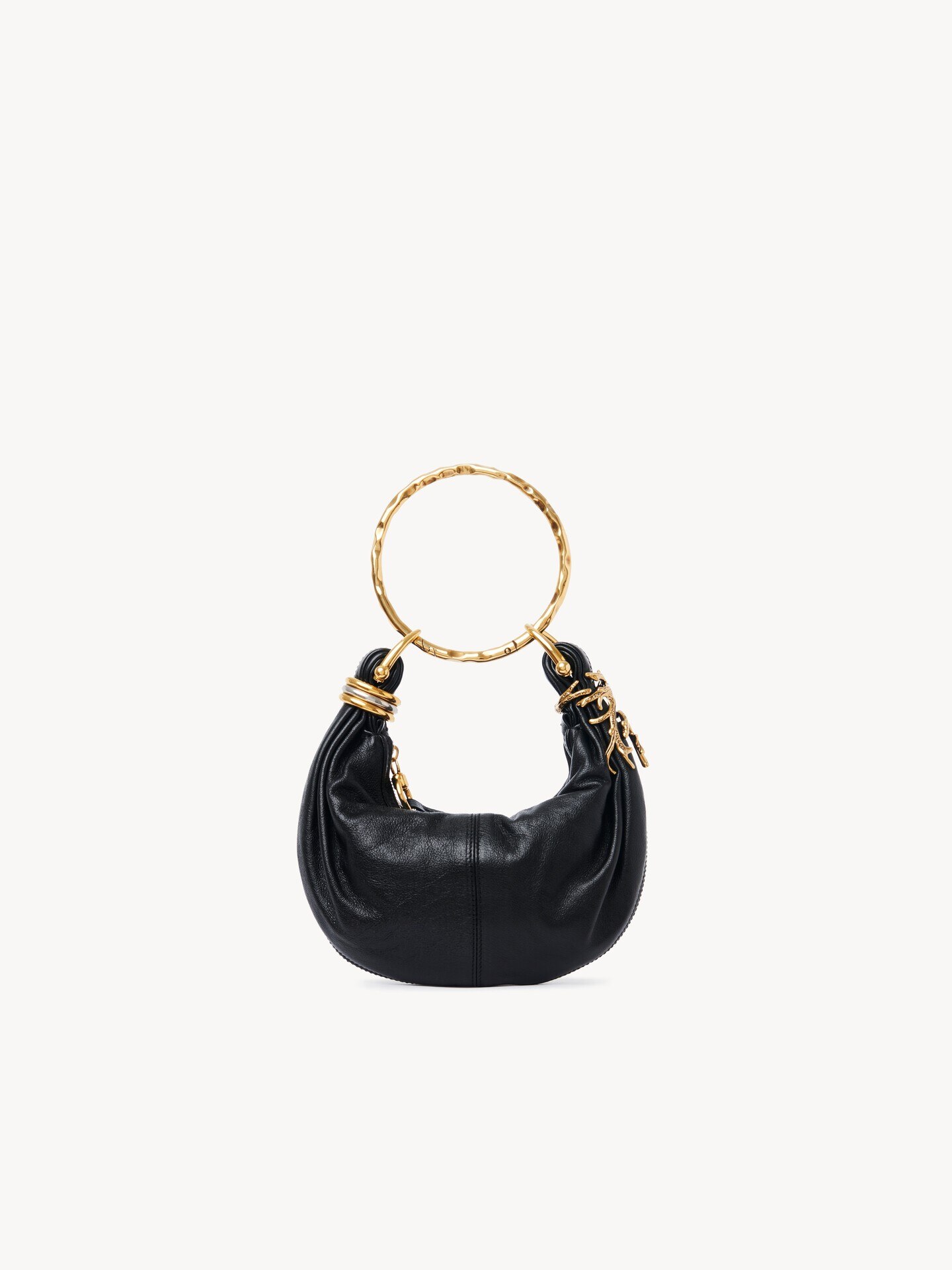 Mini Bracelet Hobo bag in grained leather - 4.0