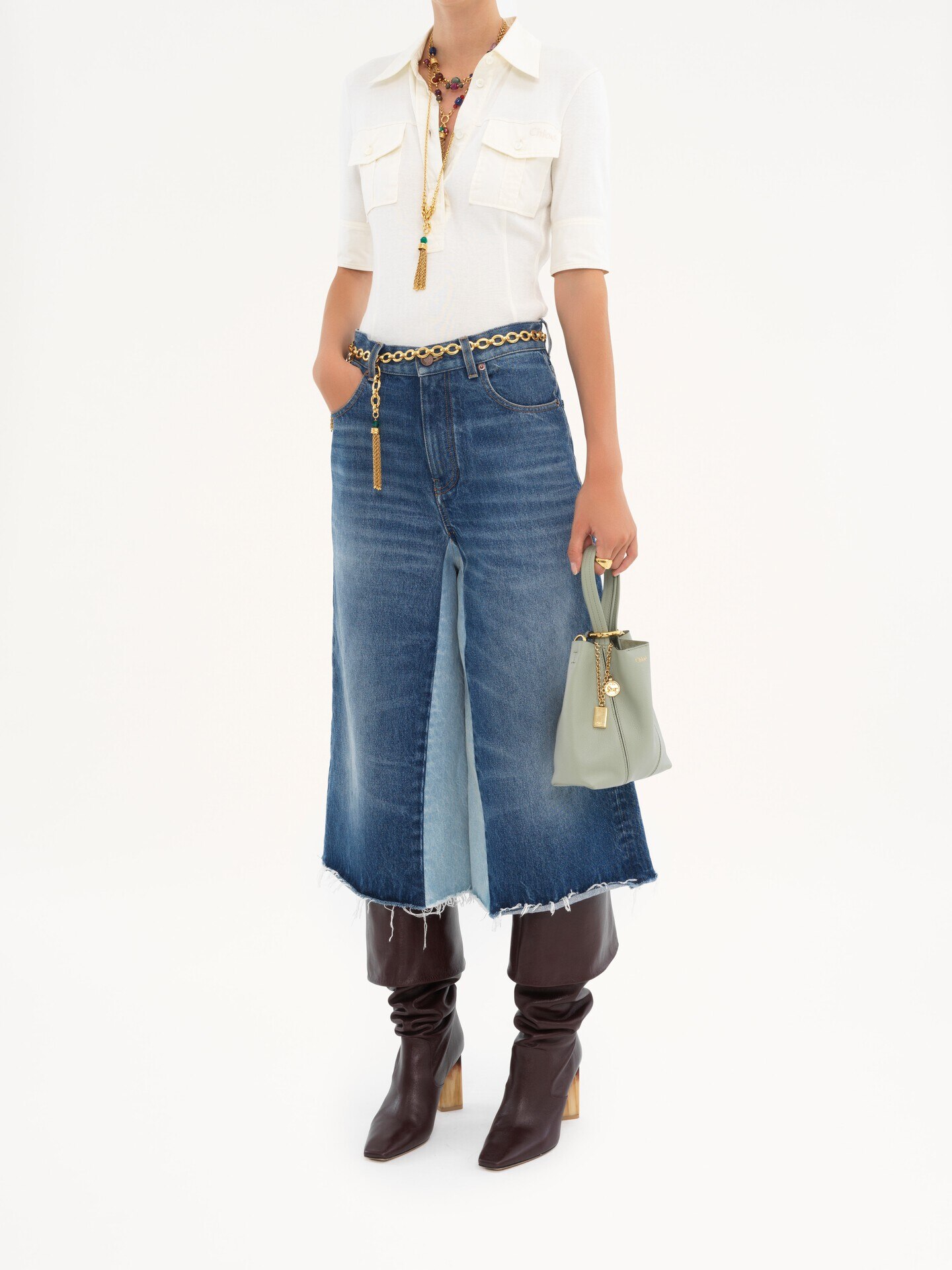 Small Chlo&eacute; Spin tote bag in grained leather - 7