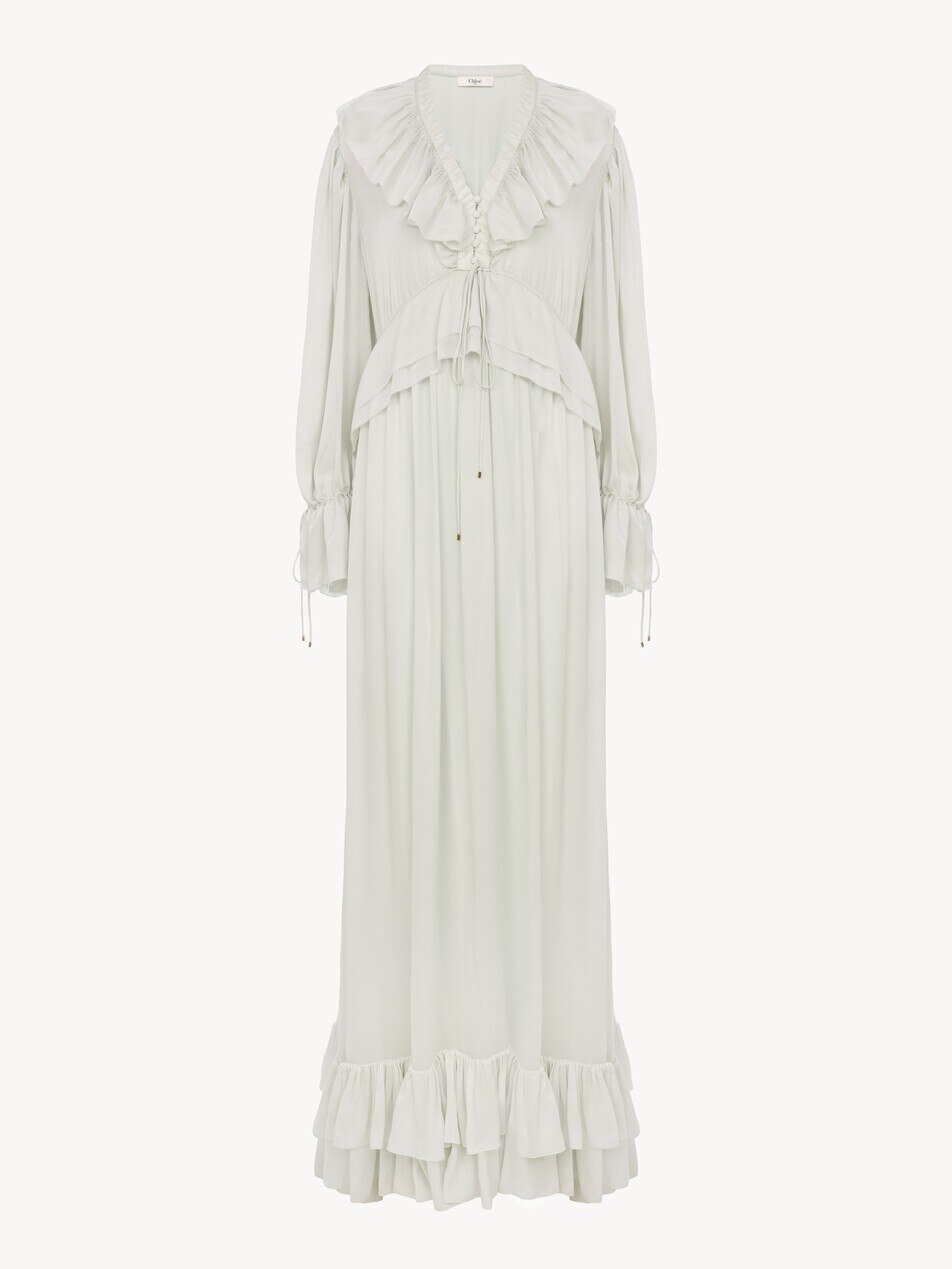 Gathered long dress in silk charmeuse - Packshot