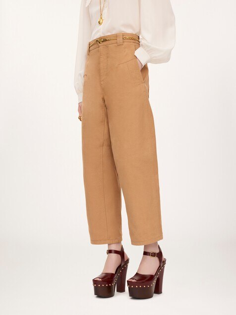 Barrel pants in cotton canvas