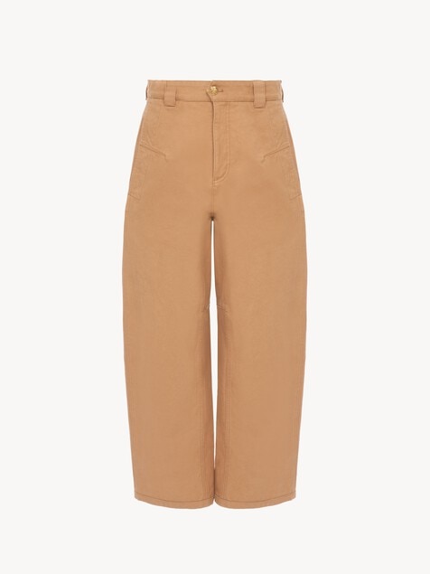 Barrel-leg trousers in cotton canvas 