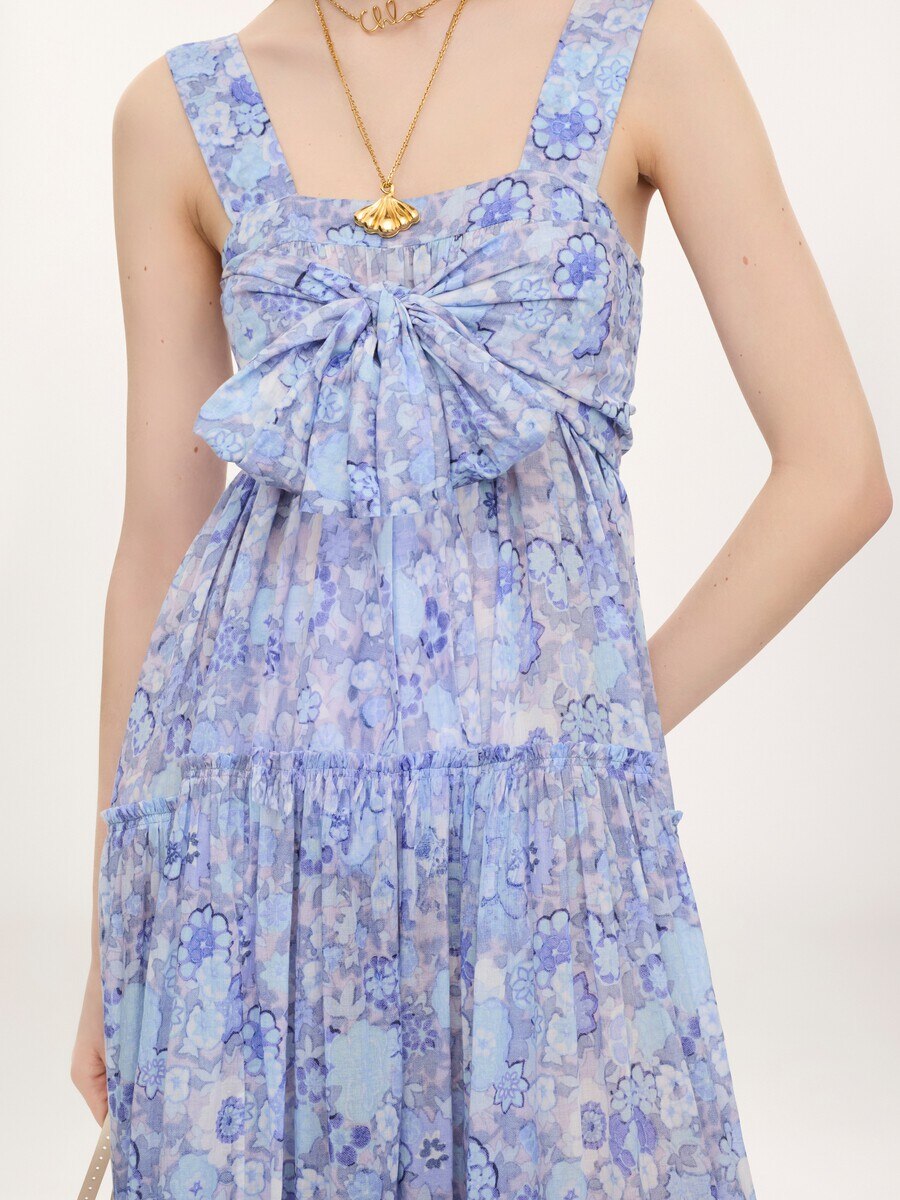 Tiered long dress in cotton voile - 8