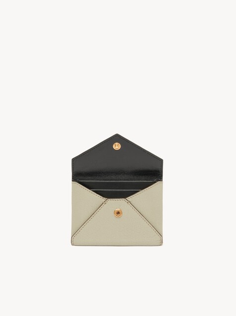 Envelope card holder in grained leather