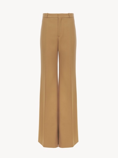 Flared tailored pants in wool grain de poudre