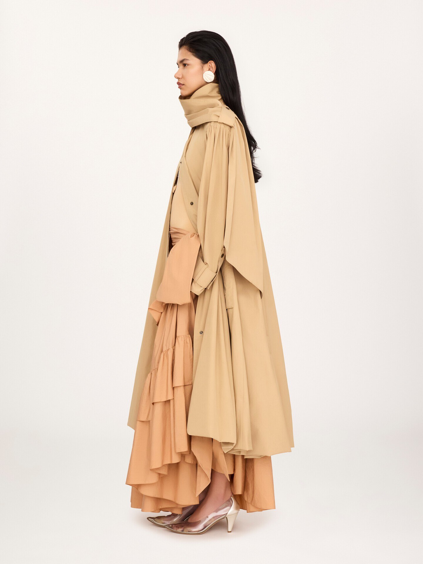 High-neck scarf trench coat in cotton poplin - 6