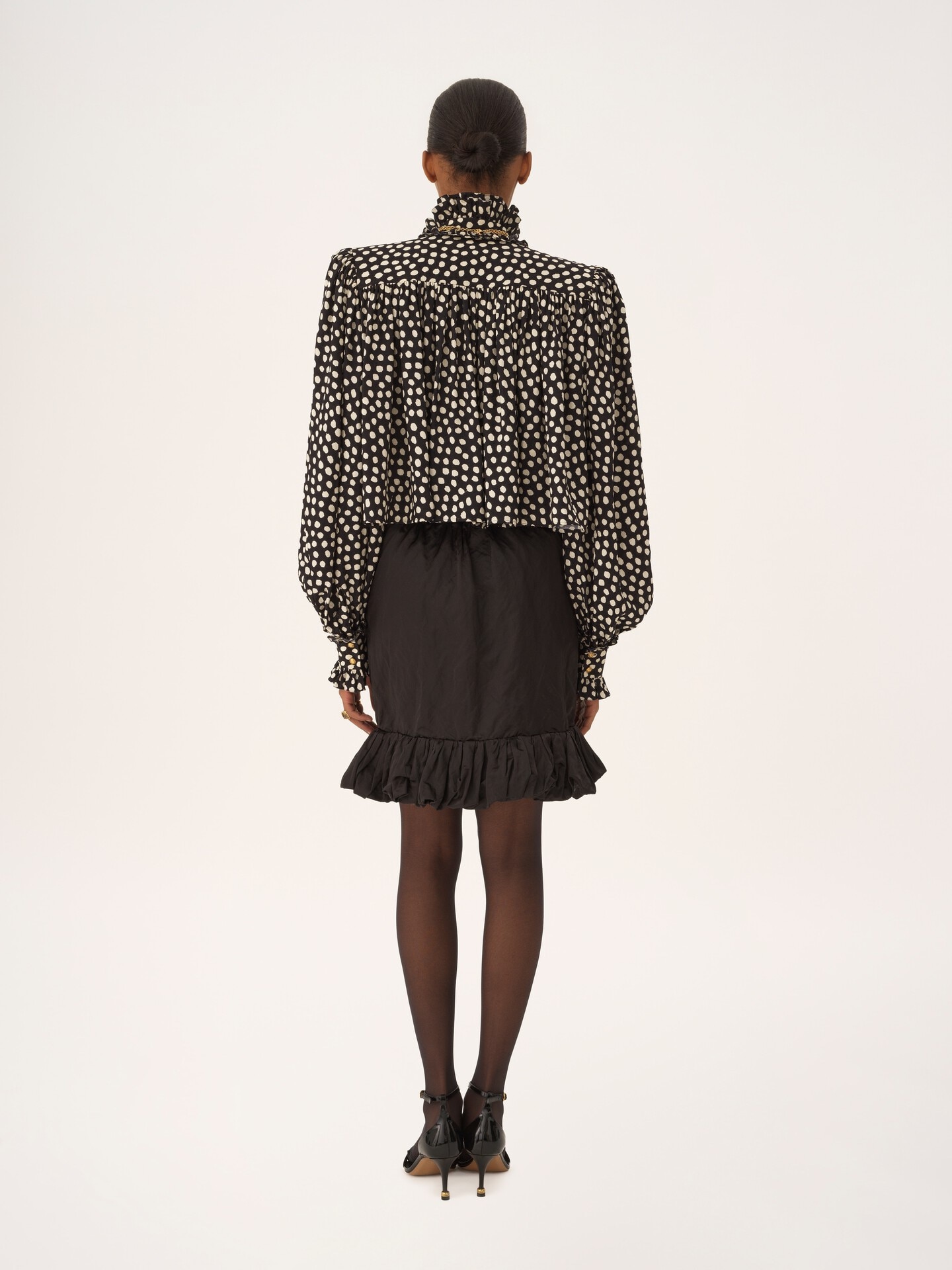 Ruffled mini skirt in washed technical satin - 5