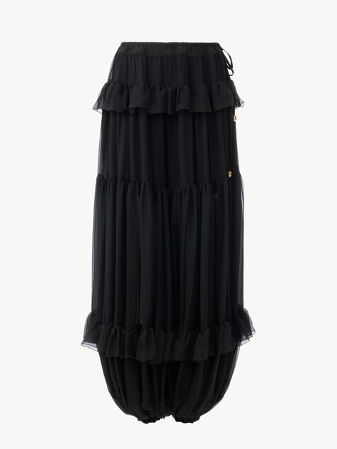 Fluid pleated trousers in silk mousseline