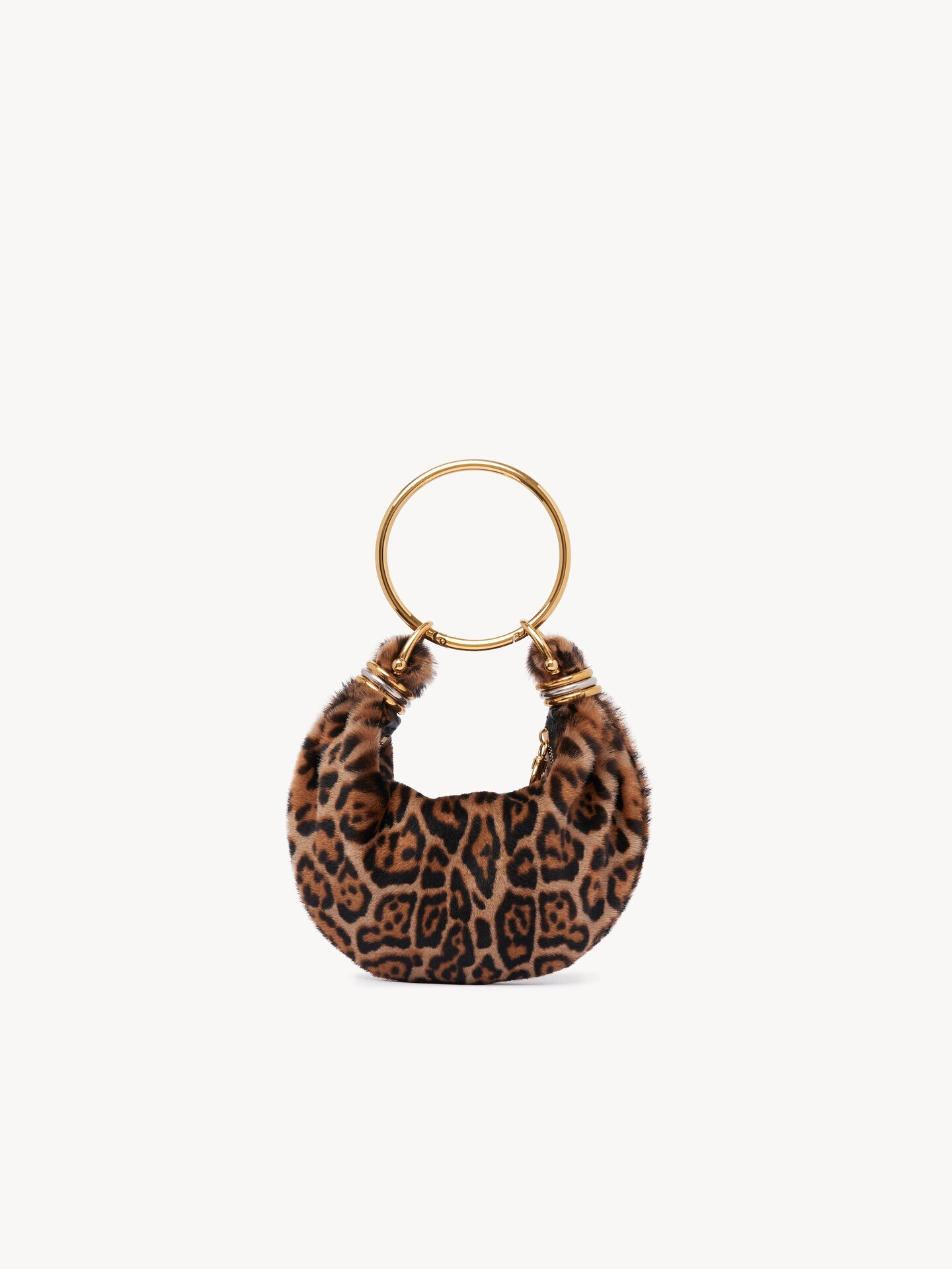 Mini Bracelet Hobo Bag aus Shearling mit Leopardenprint - 2