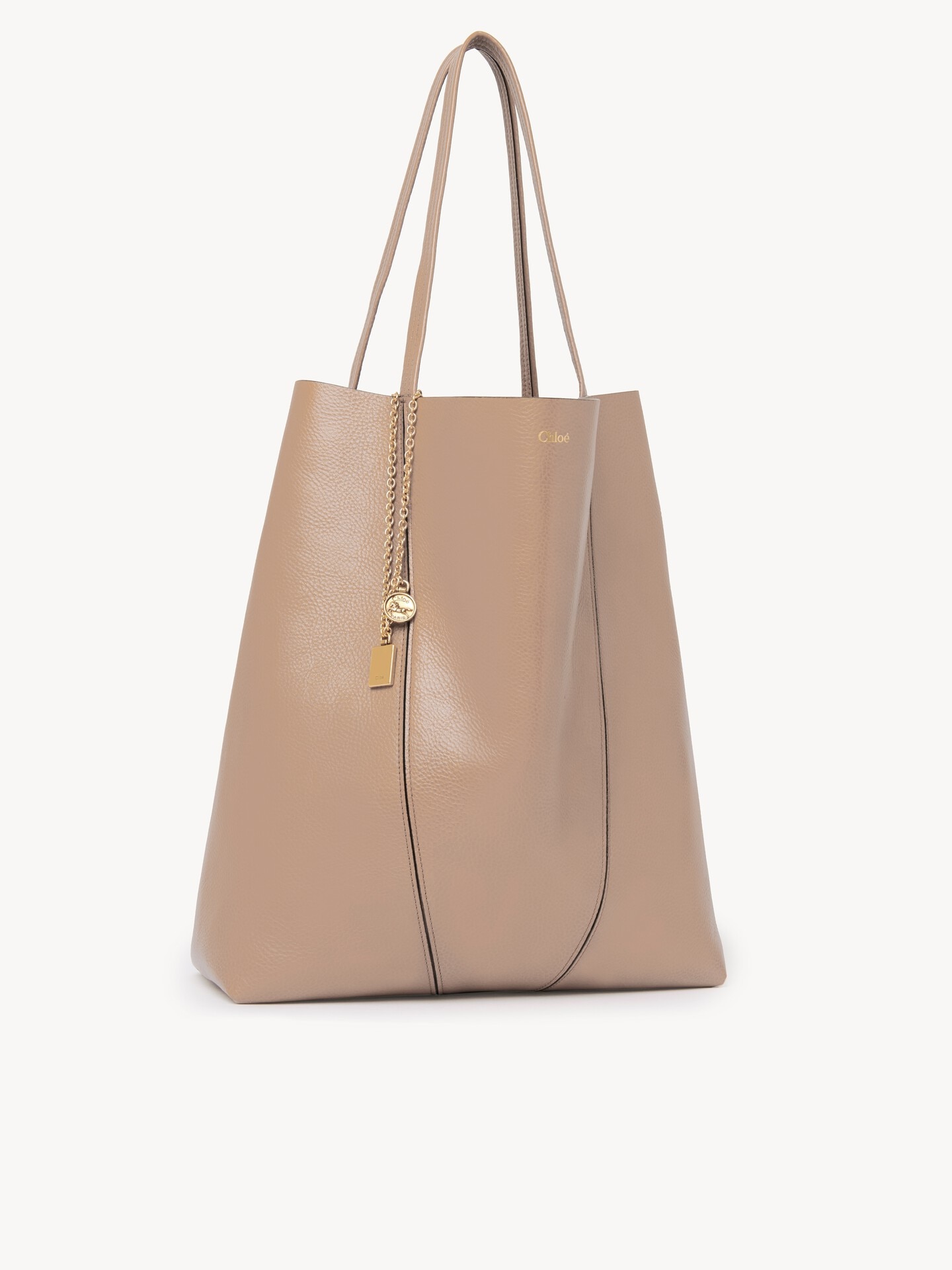 Large Chlo&eacute; Spin tote bag in grained leather - 5.0